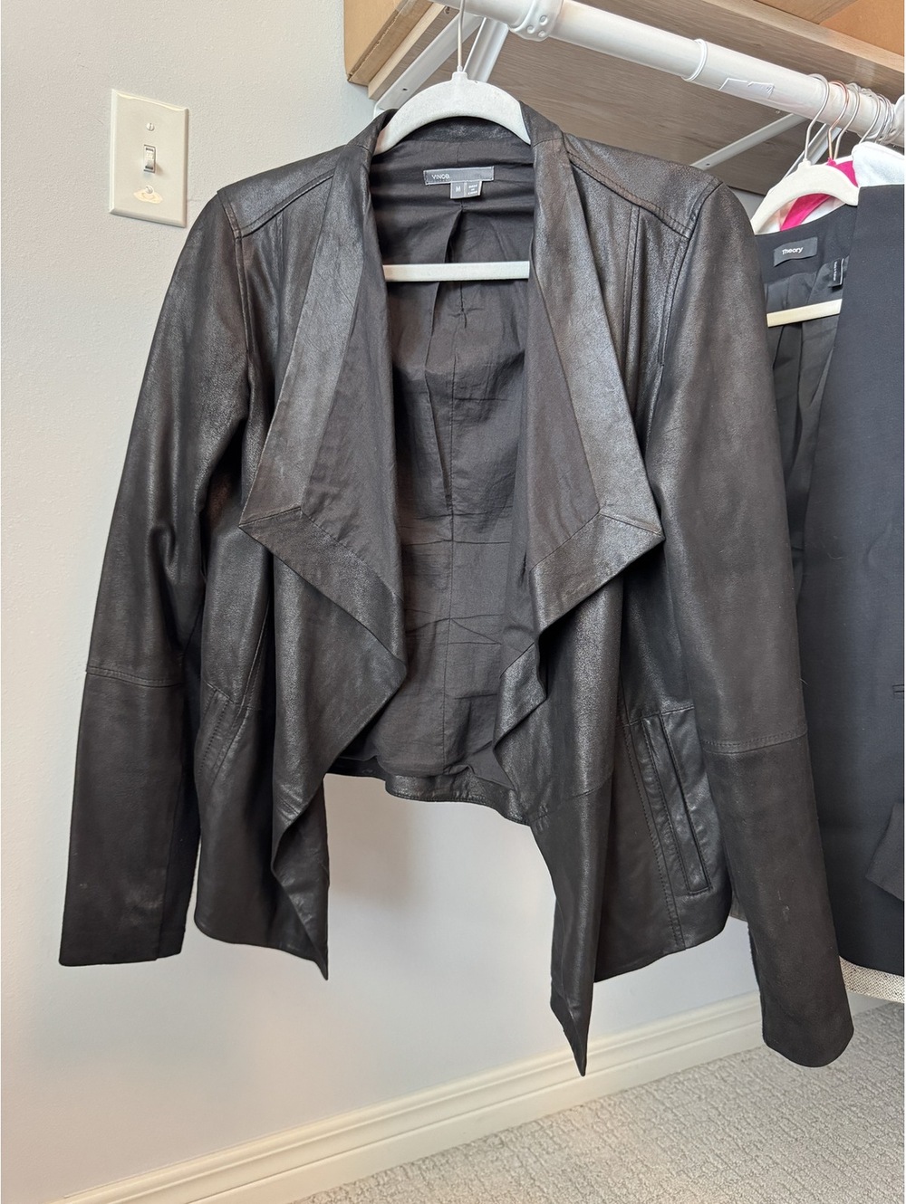Vince Drape Front Leather Jacket